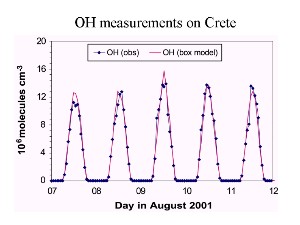 time profile of OH concentrations