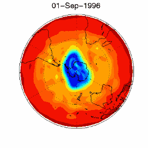 Ozonloch im Polarwirbel 1996