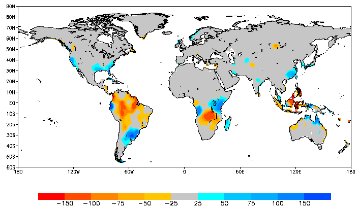 deviation of the average amount of rainfall
