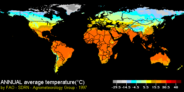 jährliche mittlere Temperaturverteilung