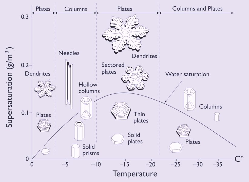 different shapes of ice crystals