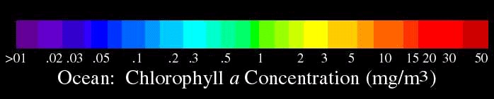 Farbcode-Skala für die Chlorophyllkonzentration