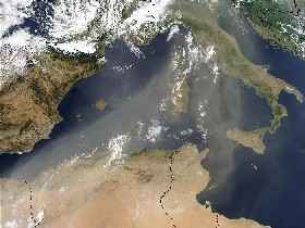 Saharastaub über dem Mittelmeer