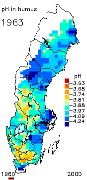 pH level in the humus layer in Sweden