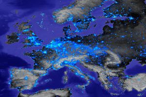 City lights of Europe